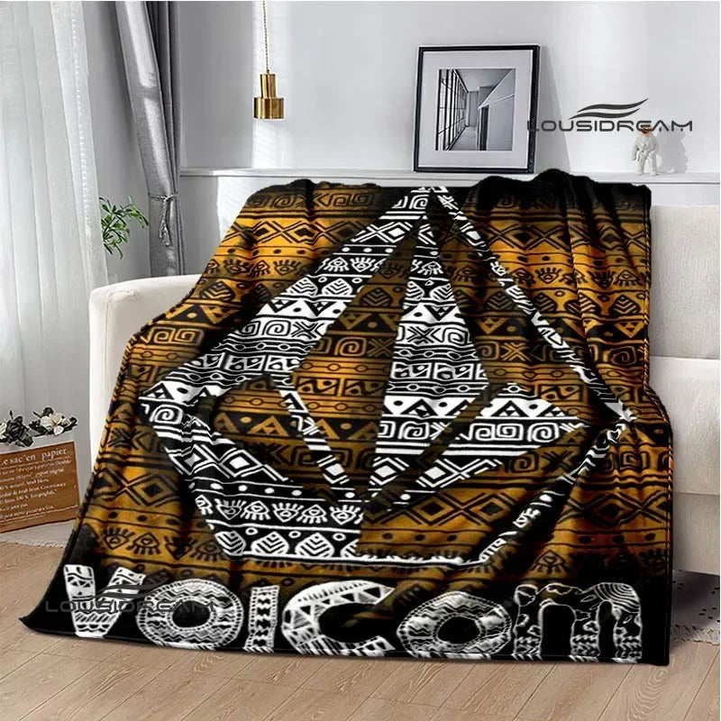 V-VOLCOM LOGO Printed blankets Flannel Warm blanket Soft Cozy Blanket Travel Blankets bed linings cubre cama Birthday Gift