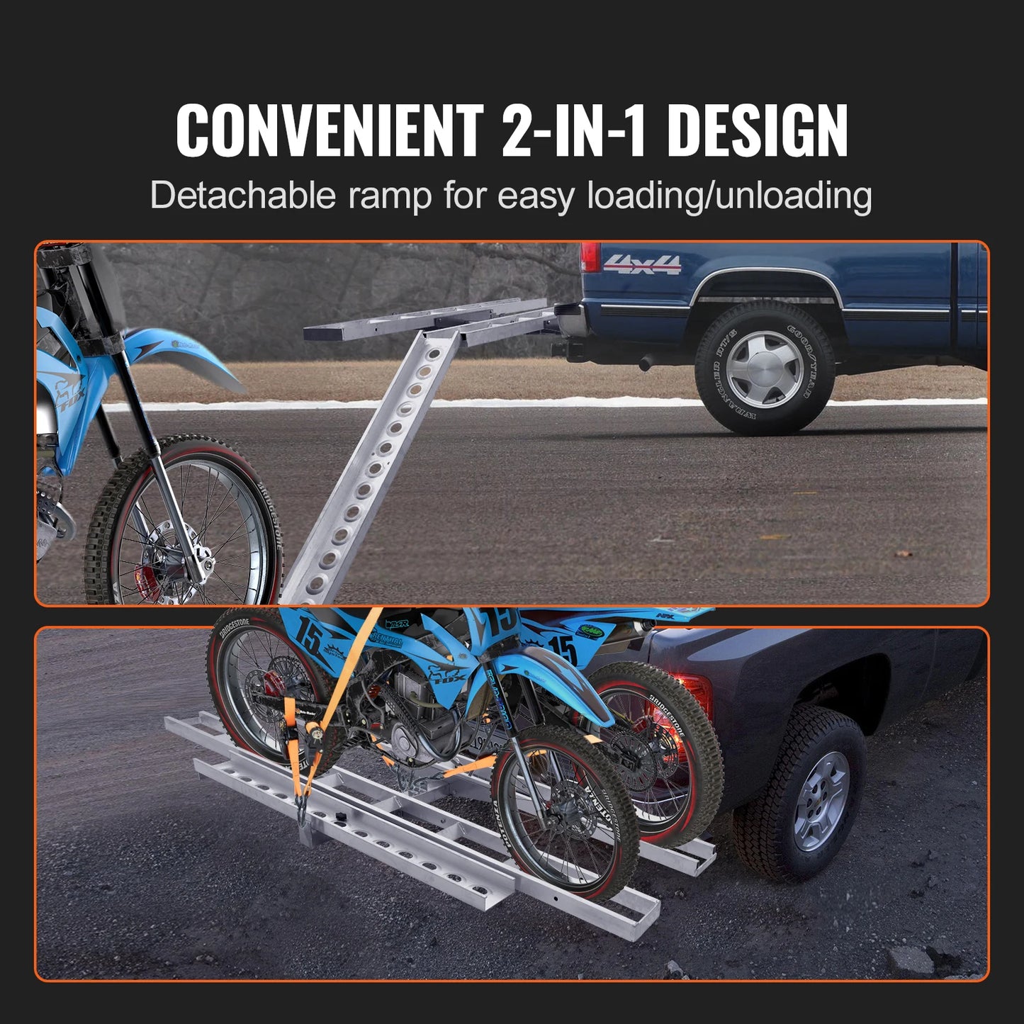 SucceBuy Motorcycle Carrier 2-Bike 600 LBS Aluminum Motorcycle Carrier Hitch Mount Loading Ramp Scooter Dirt Bike Trailer Hauler