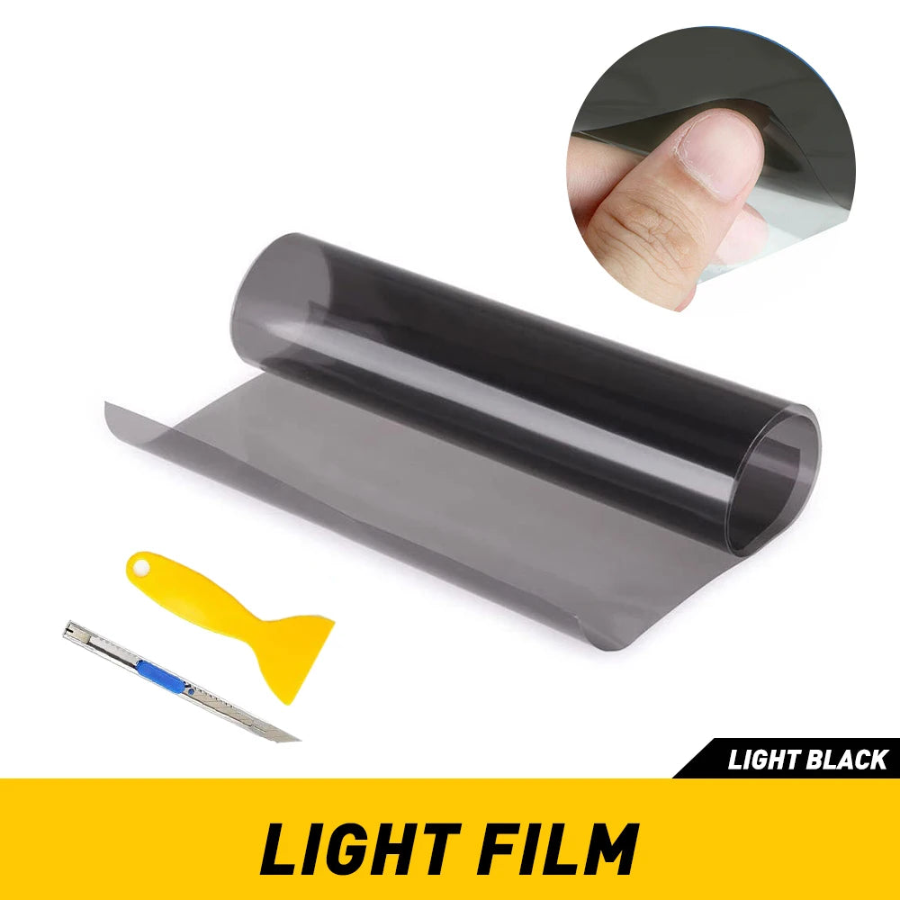1Pcs 12inch *72inch Gloss Light Black Smoke Headlight Taillight Fog Light Tint Film Vinyl For Rear Window Windshield