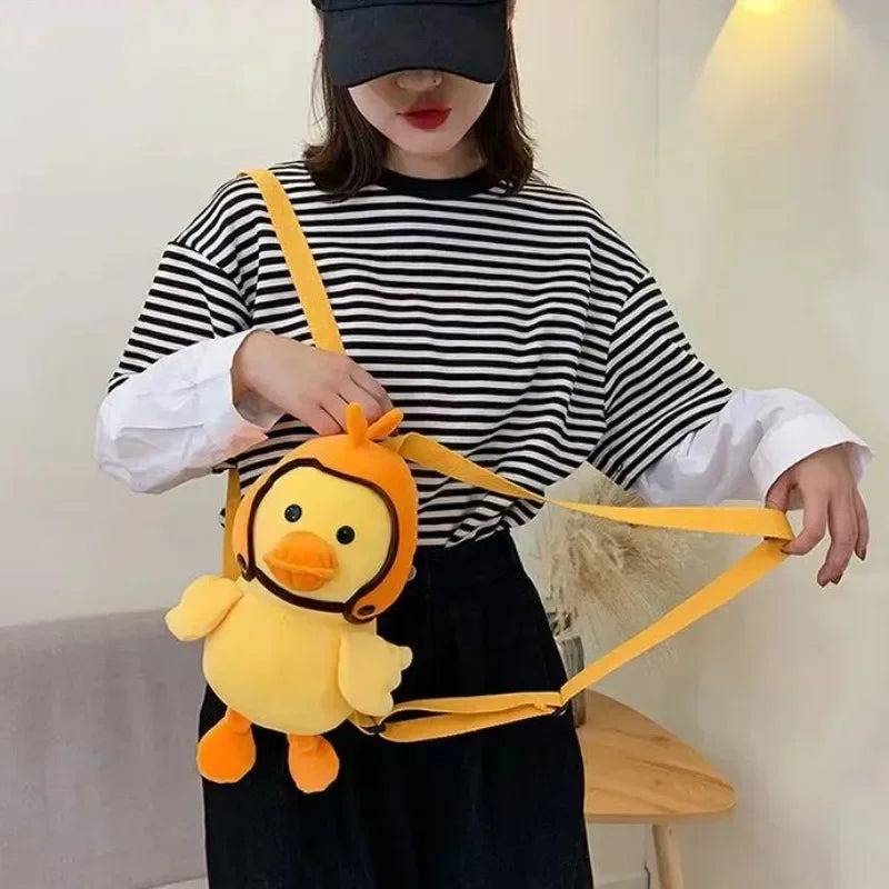 33cm Small Yellow Duck Plush Backpack Kawaii Stuffed Animal Duck Bag Cartoon Cute Soft Schoolbag Girls Boys Girls Gifts