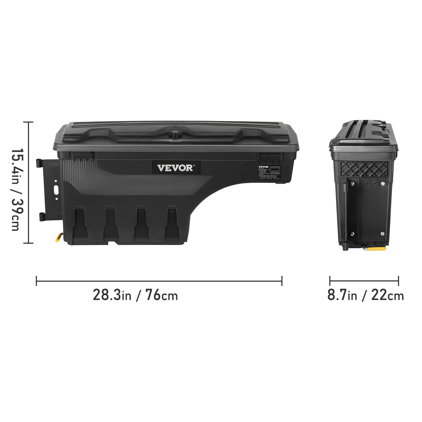 SucceBuy Truck Bed Storage Box Lockable Lid Waterproof ABS Wheel Well Tool Box 6.6Gal Compatible with Chevrolet 1500 2019-2020