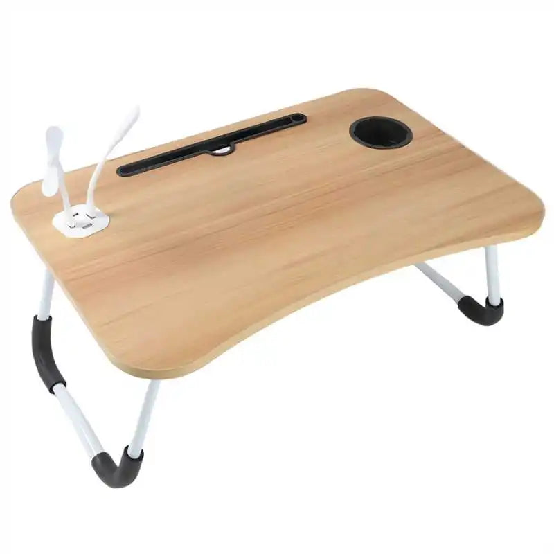 Laptop Bed Table Foldable Lap Standing Desk with Cup Slot for Indoor/Picnic Tray