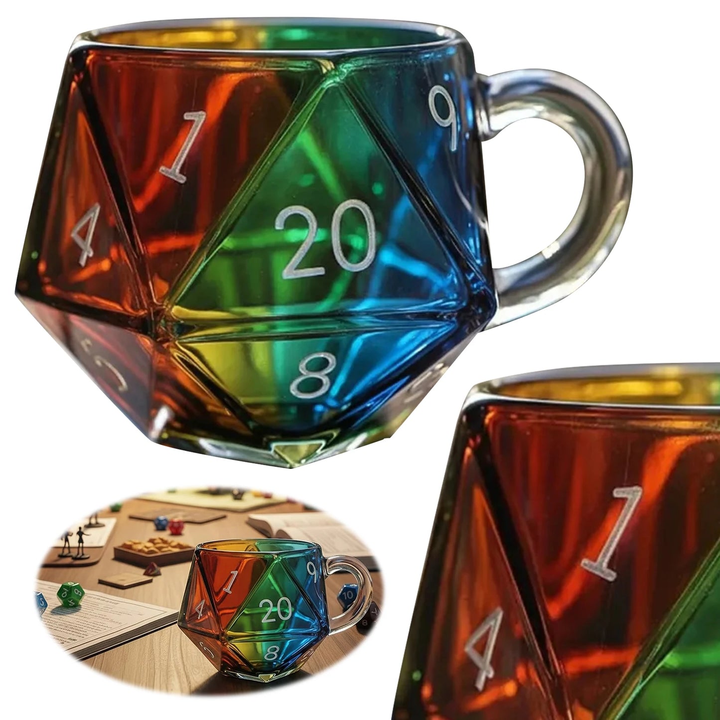 Glassware Mugs Elegant Original Breakfast Cups Polyhedral Dice Coffee Cup for Birthday Awesome Mug