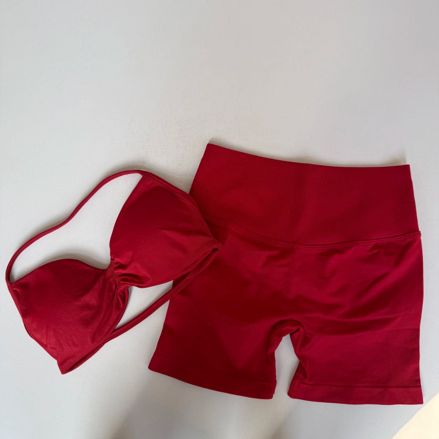 Sexy Halter Neck Beautiful Back High Waist Peach Sports Bras Shorts Suit Pilates Gathering Yoga Vest Training Fitness Bra Sets