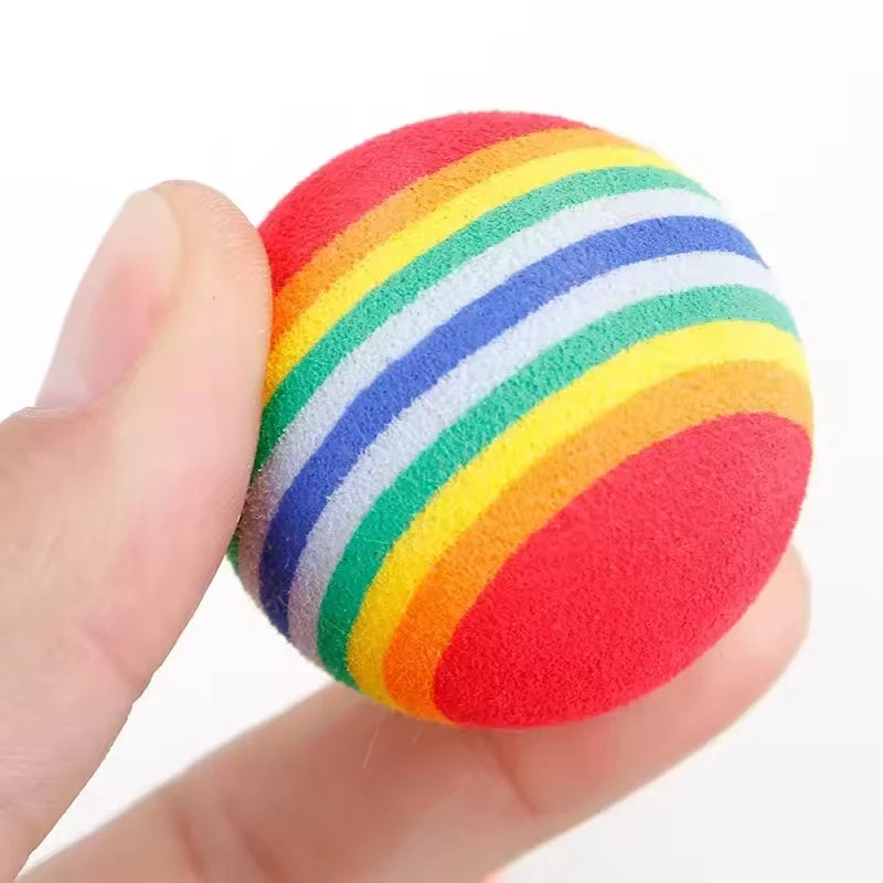 10-30Pc Colorful Cat Toy Ball EVA Bite-Resistant Elastic Rainbow Ball Kitten Puppy Chewing Training Interactive Toy Pet Supplies