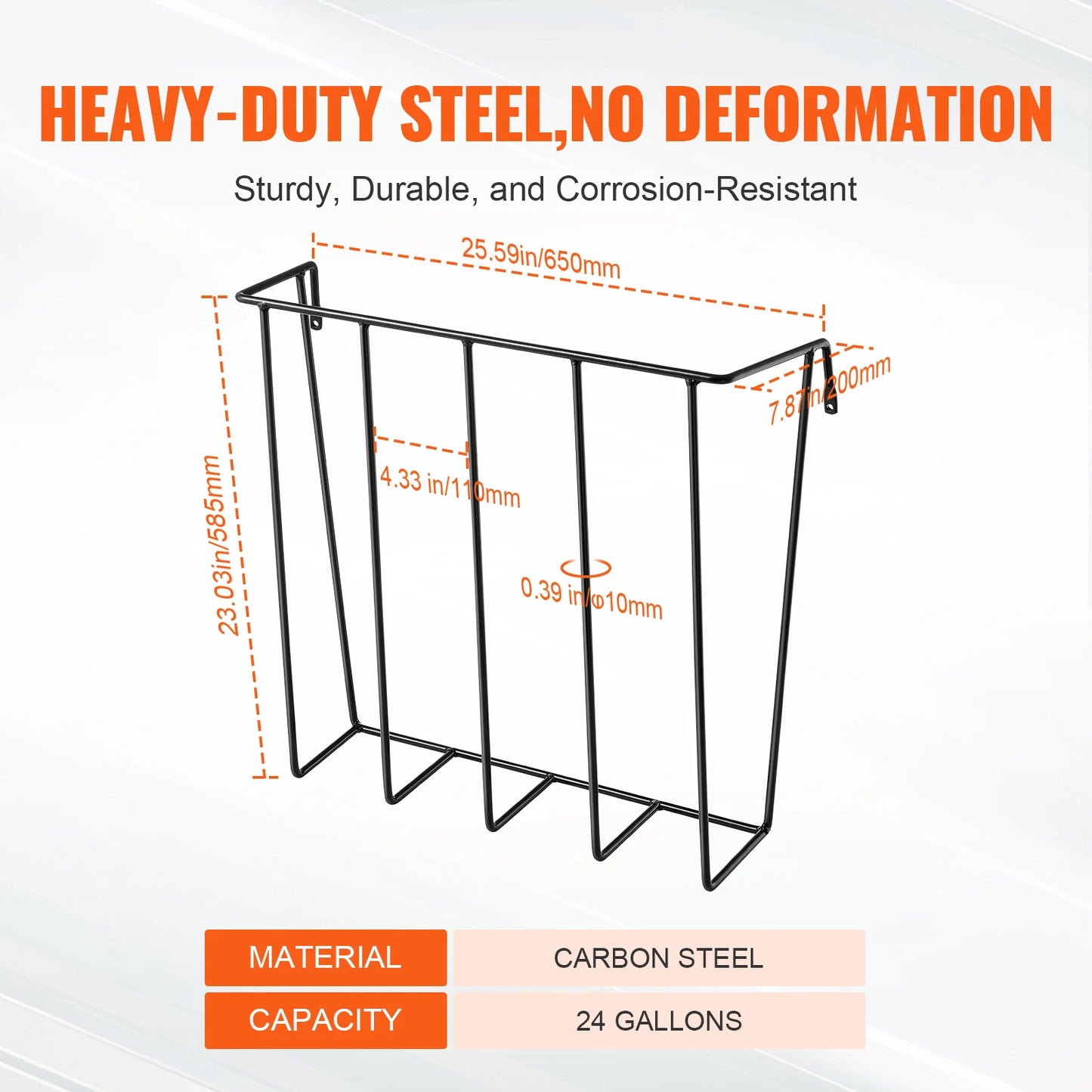 SucceBuy  Livestock Hay Feeder 24 Gallons Capacity Heavy-Duty Steel Goat Hay Rack 27'' Wall Mounted Horse Hay Holder for Sheep