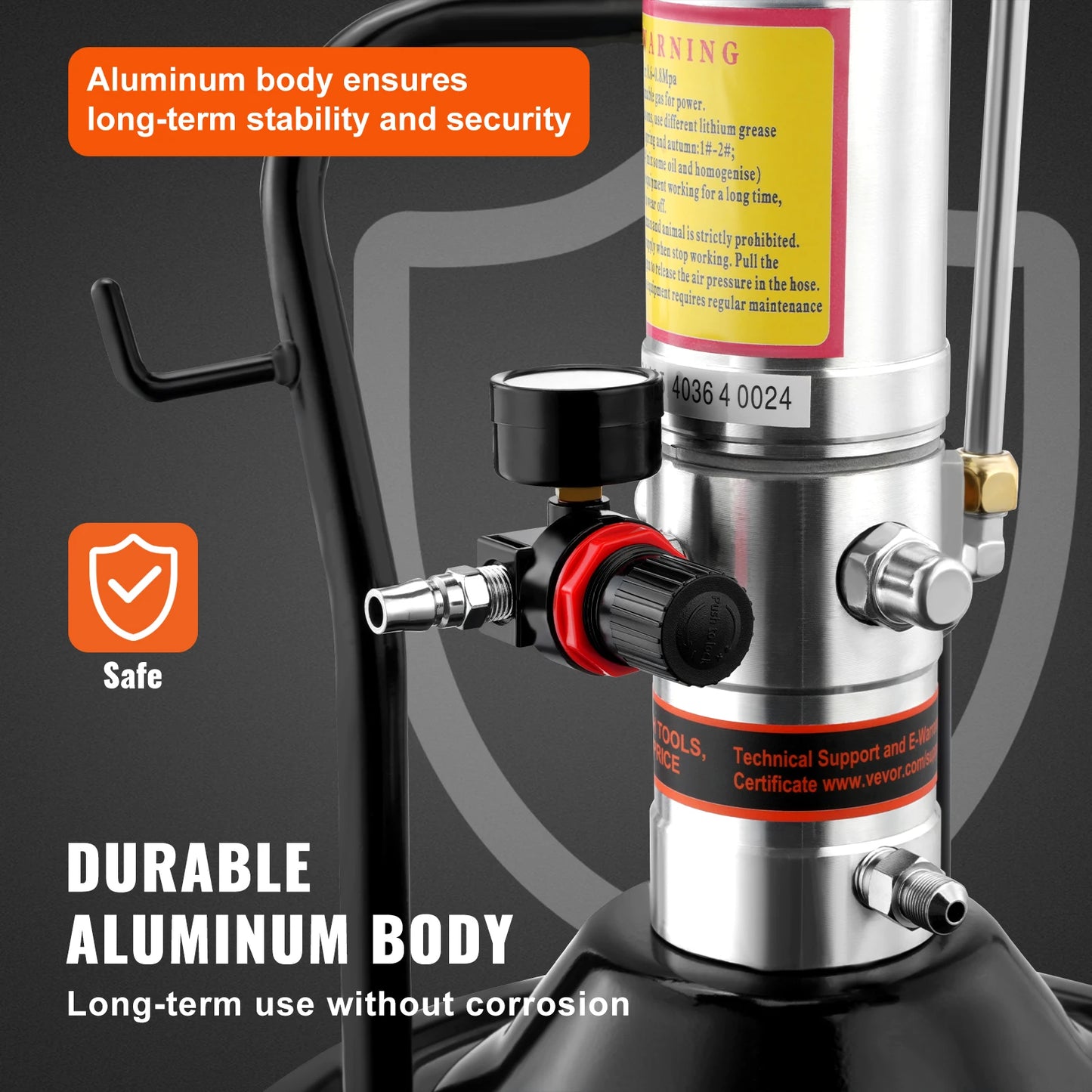 SucceBuy Grease Pump 50:1 Pressure Ratio Air Operated with 13 ft Hose Barrel Cap and Lubrication 360° Grease Gun Head for Cars