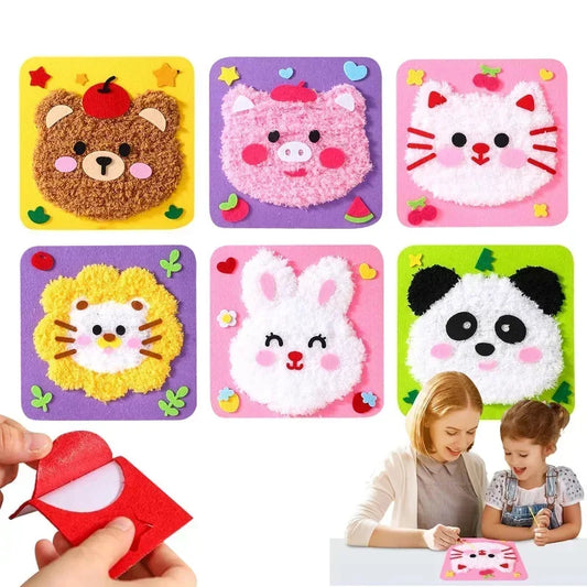 DIY Cartoon Animal Embroidery Doll Kits Fun Non-woven Fabric Threading Sewing Boards Kids Children Handmade Crafts Toys Gifts