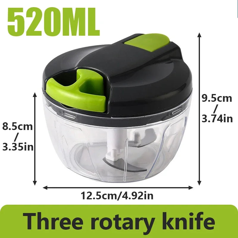 520ML/900ML Manual Food Processor Vegetable Chopper Portable Hand Pull String Garlic Mincer Onion Cutter for Veggies Fruits
