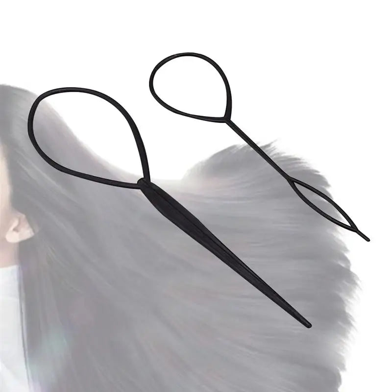 2pcs Plastic Crochet Braids Pull Hair Needle Ponytail Pigtails Updo Hairstyle Tail Hair Braid Ponytail Hairdressing Tools