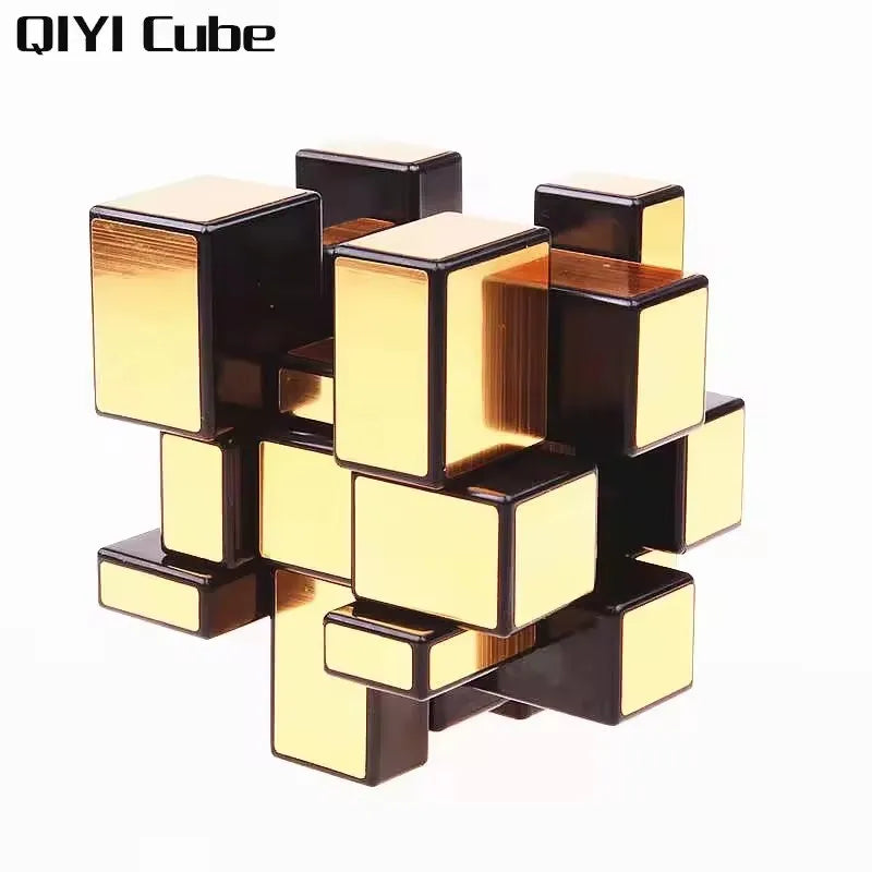 QiYi Mirror 2x2 Magic Cube Puzzle Speed Magic Cube Golden/Silver Sticker Cube Toys For Children