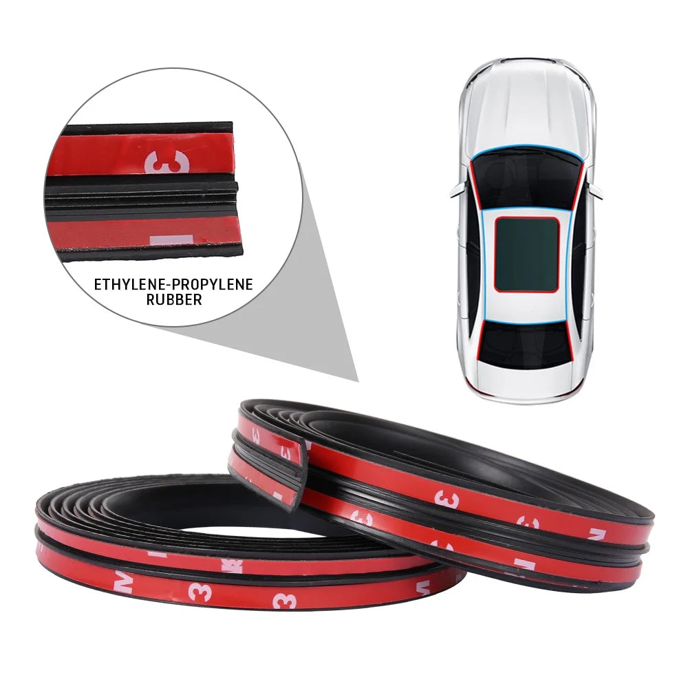 1Roll/2m Car Front Window Windshield Sealing Strip Car Stickers T-Type Seal Sunroof Water Leakage Sound Insulation Rubber Strip