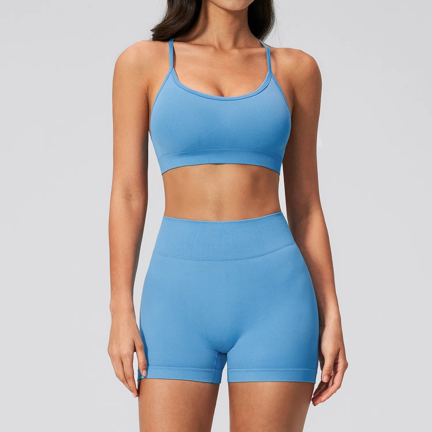 Seamless Women Yoga Suit 2pieces Fitness Gym Clothing Sports Set Sports Underwear High Waist Shorts Gym Workout Running Yoga Set