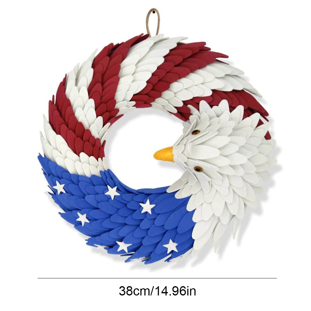 4th of July Wreath Patriotic American Wreath Festival Garland for Front Door Decorations