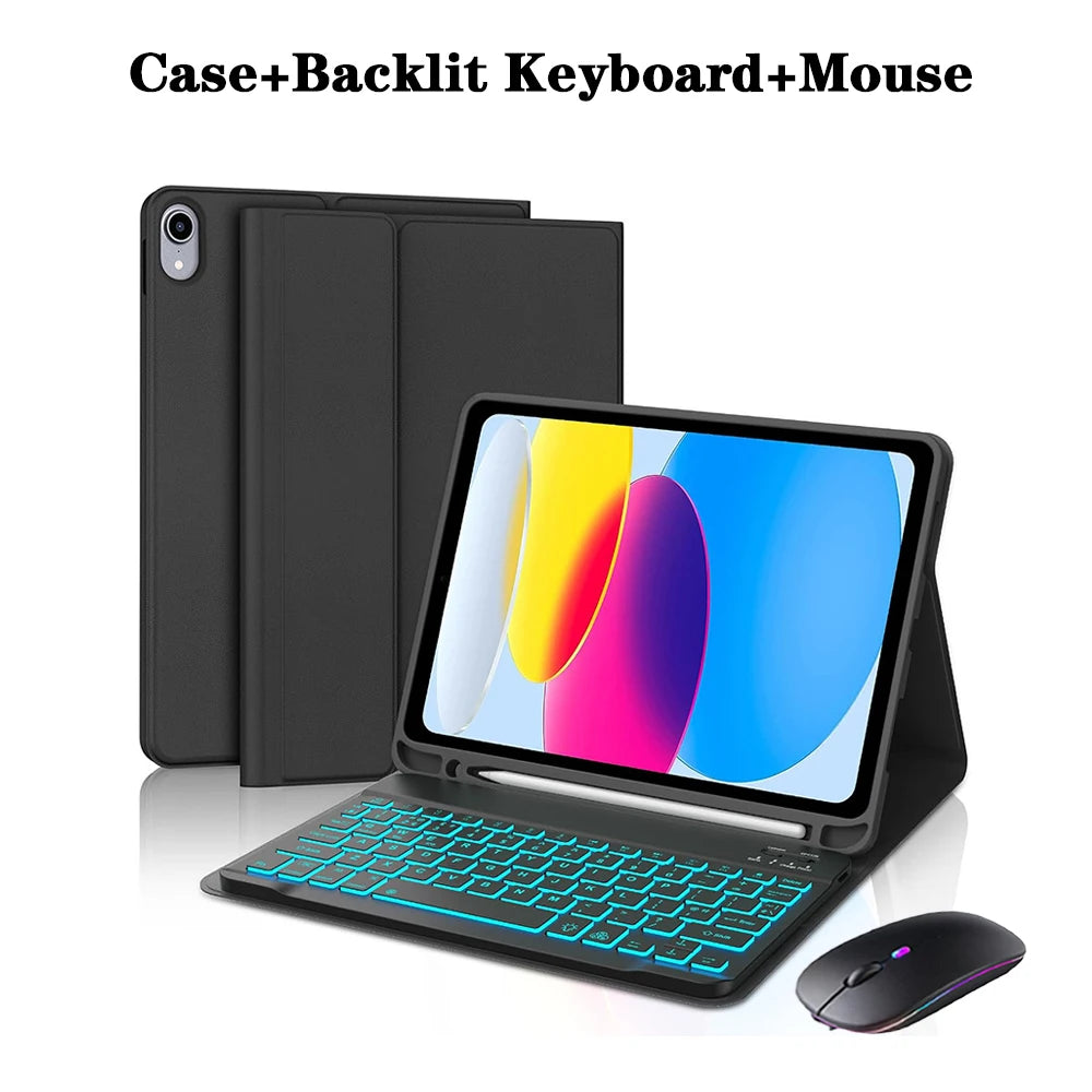 Keyboard Case for iPad (A16) 11th/10th Generation,Detachable Wireless Keyboard,Stand Folio Keyboard Cover with Pencil Holder