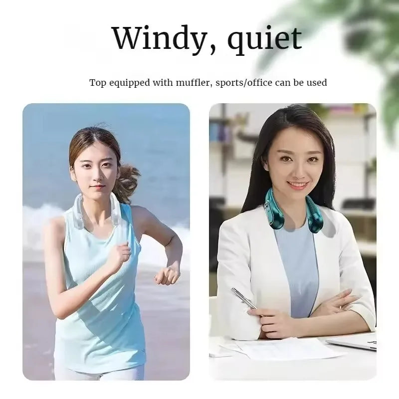 Hanging Neck Fan Digital Display Power Ventilador Bladeless Neckband Fan Portable Mini Air Cooler USB Rechargeable Electric Fans