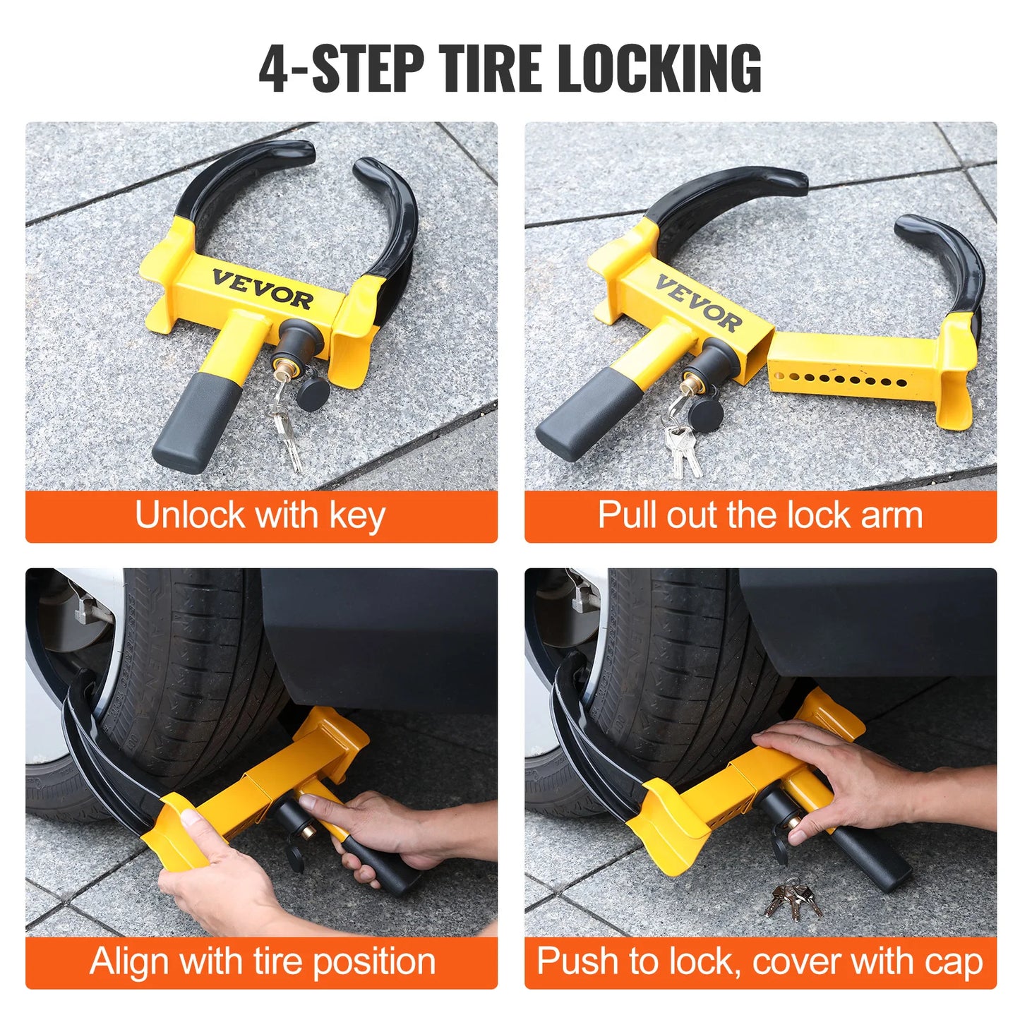SucceBuy Wheel Lock 2 Packs Universal Wheel Clamp Lock Adjustable Anti Theft Trailer Lock Wheel Clamp Steel Tire Lock for ATV