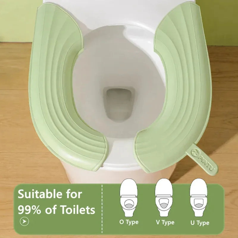 2Pc/Set Waterproof Toilet Seat Cover, Washable Universal Soft Toilet Seat Cushion, Solid Color Bathroom Accessories