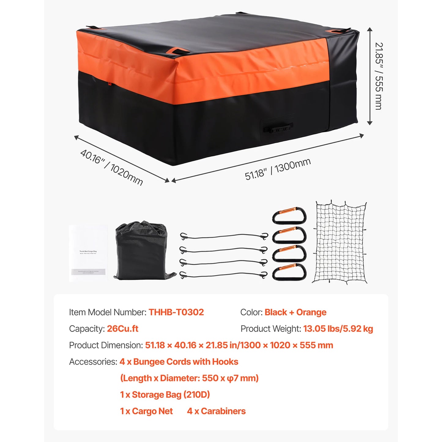 SucceBuy Hitch Cargo Carrier Bag Waterproof 840D PVC 57.48 x 19.49 x 23.82 in Heavy Duty Cargo Bag for Truck Bed Storage for Car