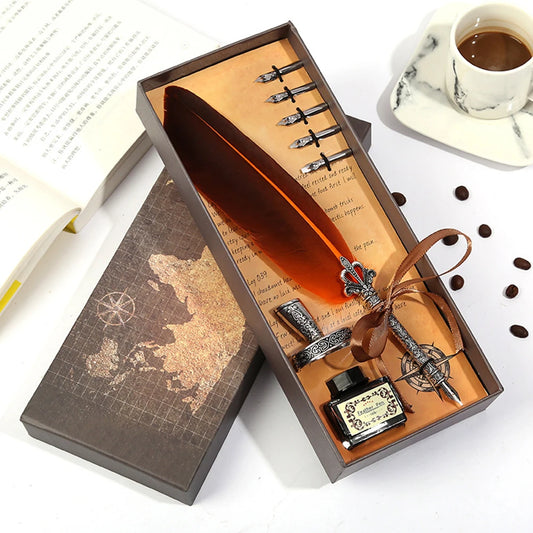 Silky Fountain Pen European Style Retro Feather Pen Graduation Birthday Office Signature Gift Calligraphy Stationery