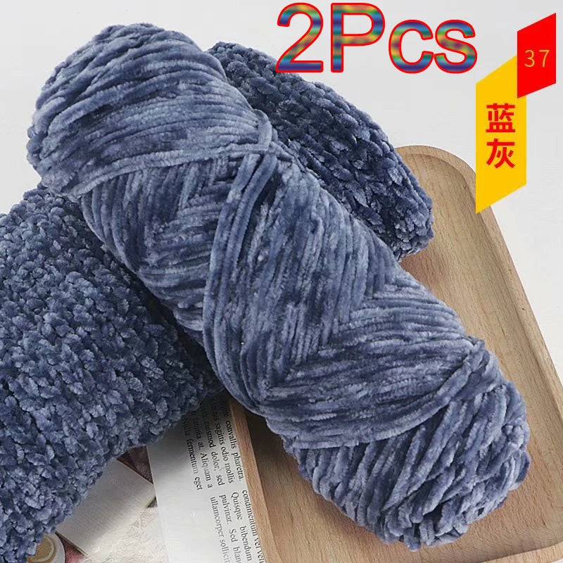 2Pcs Chenille Yarn hand Knitting 100% Polyester Velvet Yarn Crocheting Amigurumi bag line knit sweater blanket hat scarf threads