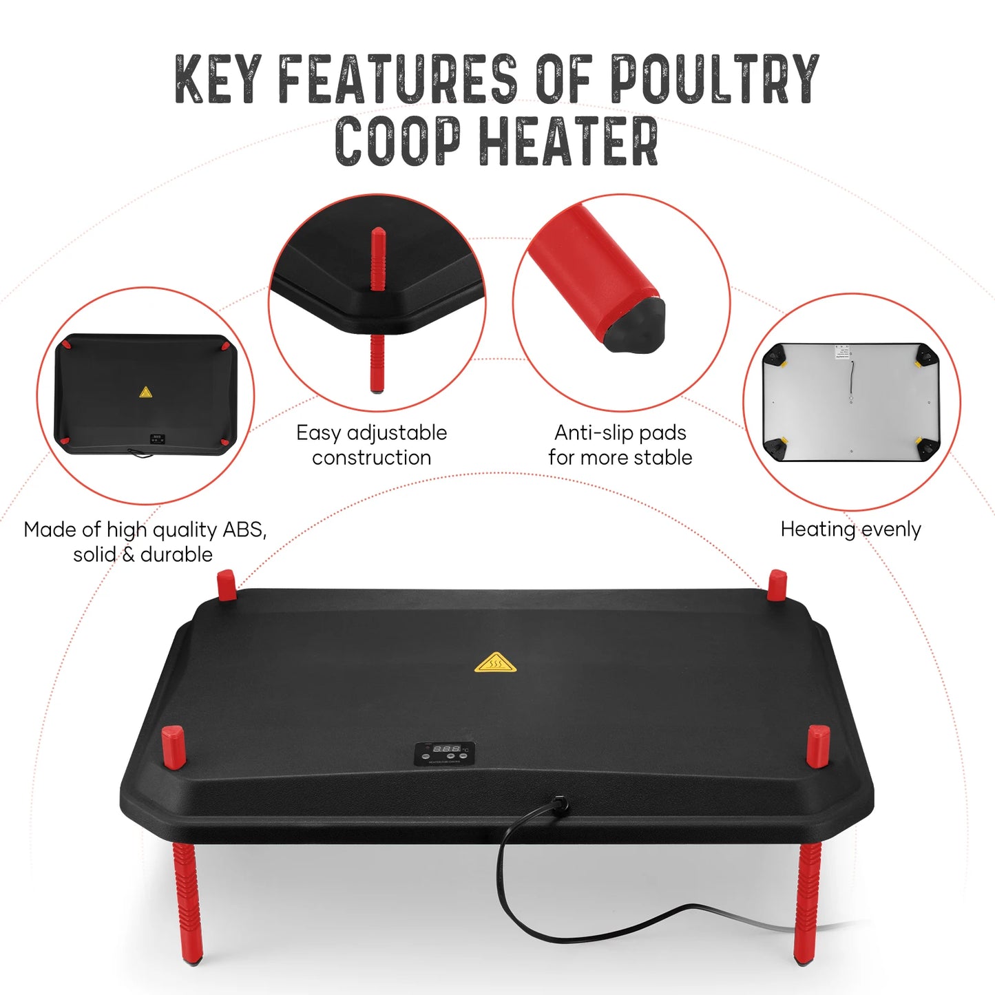 Pet Scene Chick Brooder Heating Plate Chicken Coop Heater Chook Brooding Poultry Warmer Adjustable for 40 to 50 Chicks 45x60cm