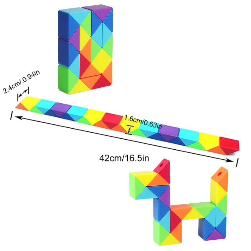 SENGSO 24/36/48/60/72/96 segments Fidget Snake Cube Puzzle Toys - Party Favors & Goodie Bag Fillers, Rainbow Colors