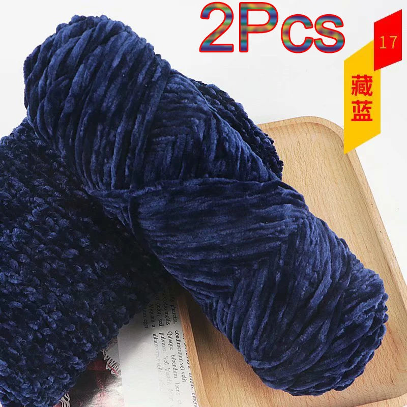 2Pcs Chenille Yarn hand Knitting 100% Polyester Velvet Yarn Crocheting Amigurumi bag line knit sweater blanket hat scarf threads