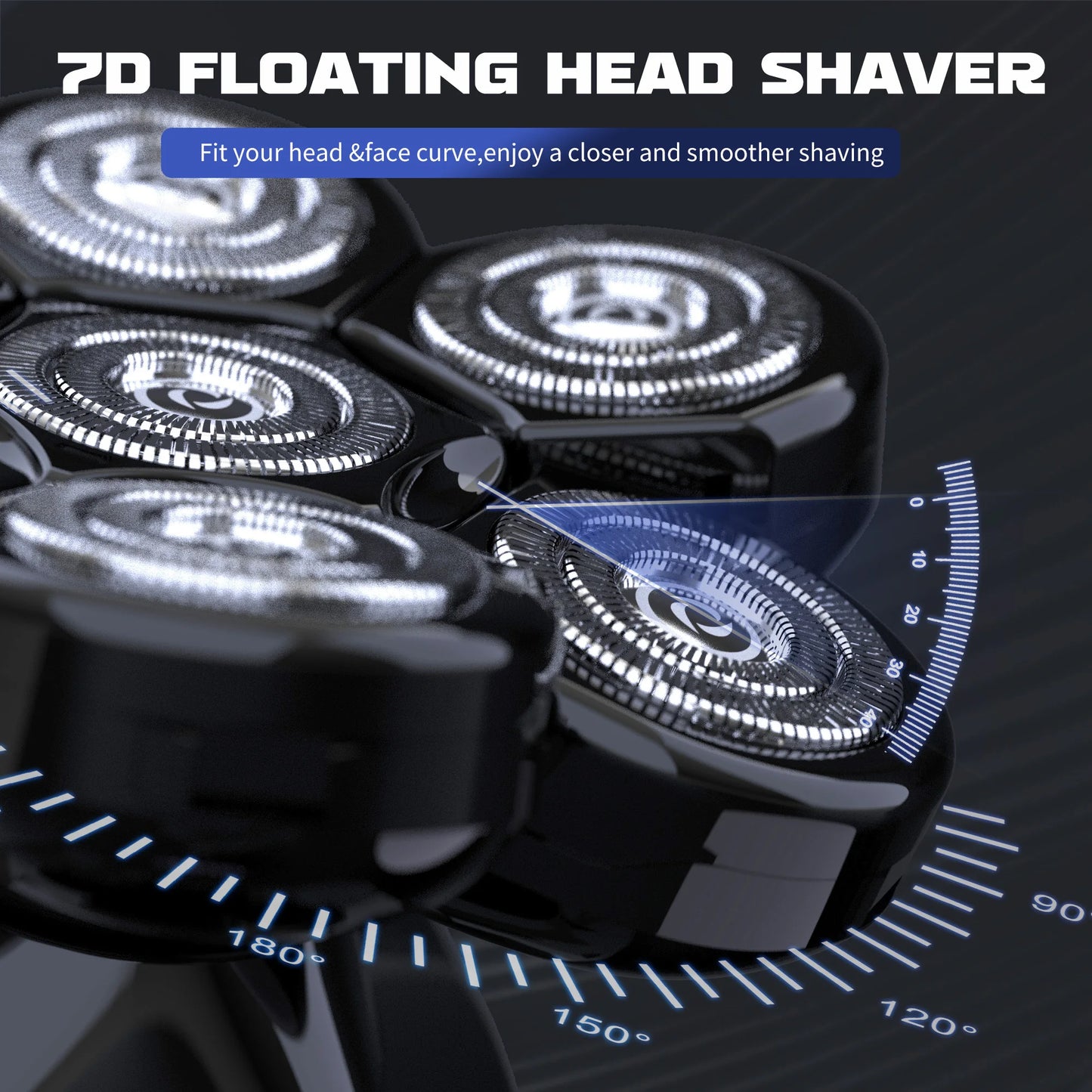 SEJOY Multifunctional 7D Head Shavers for Bald Men 6-in-1 Electric Razor with Nose Hair Trimmer Waterproof Mens Grooming Kit