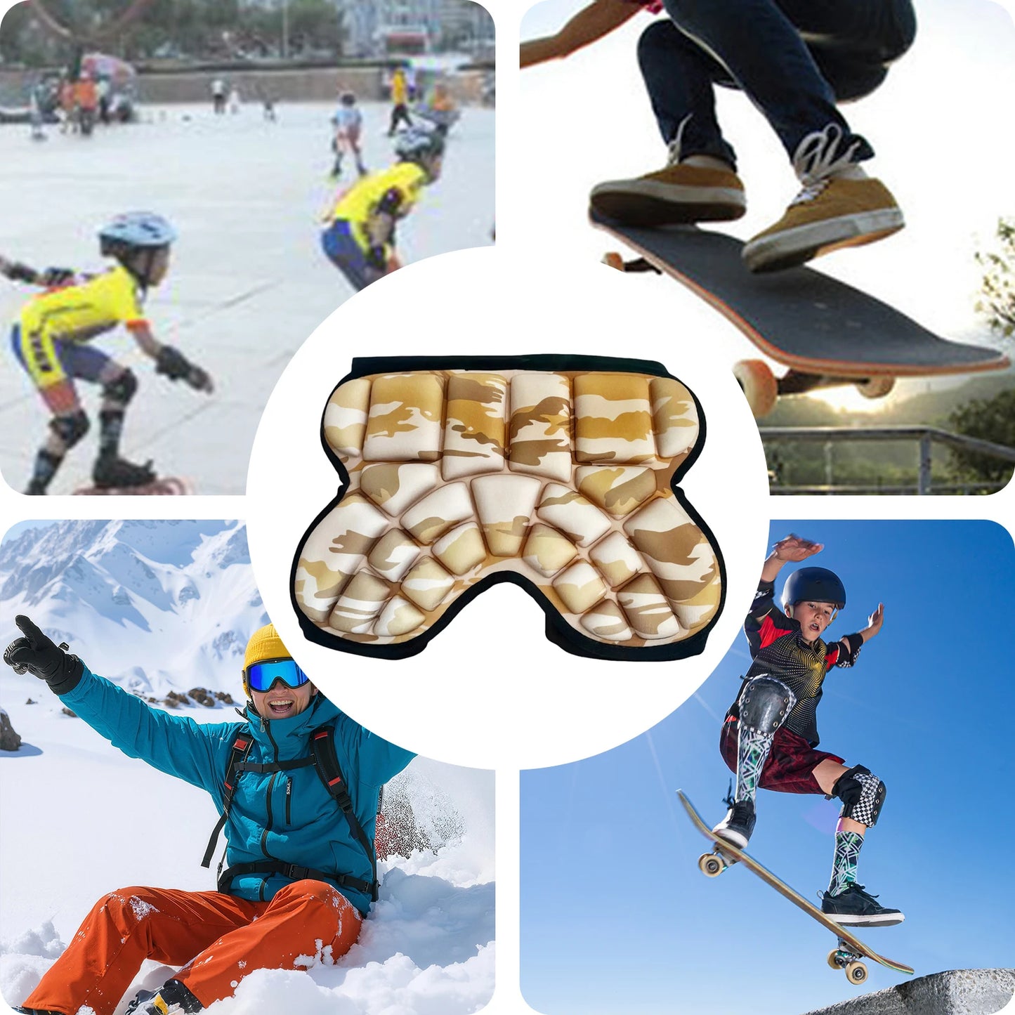 Ski Hip Protection Pads Thickened Single Board Hip Protectors Skating Butt Protection Shorts for Roller Skating/Skateboarding