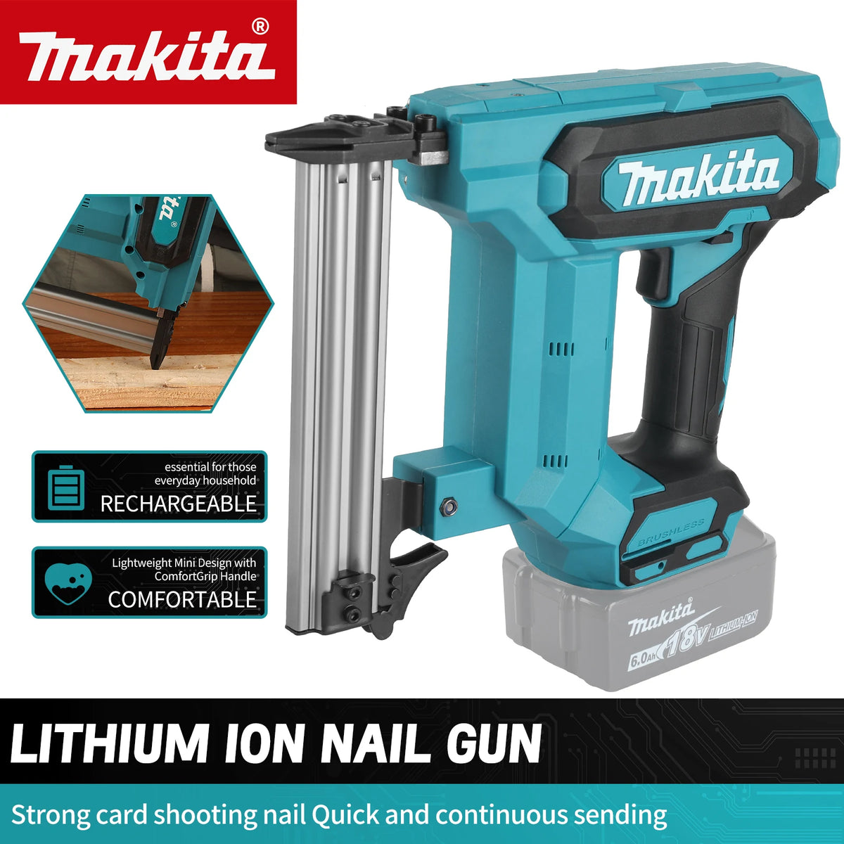 Makita F30 Straight Nails Staple Gun,18V Cordless Electric Impact Nail Gun,Riveting Gun,Carpentry Tools For Makita Battery