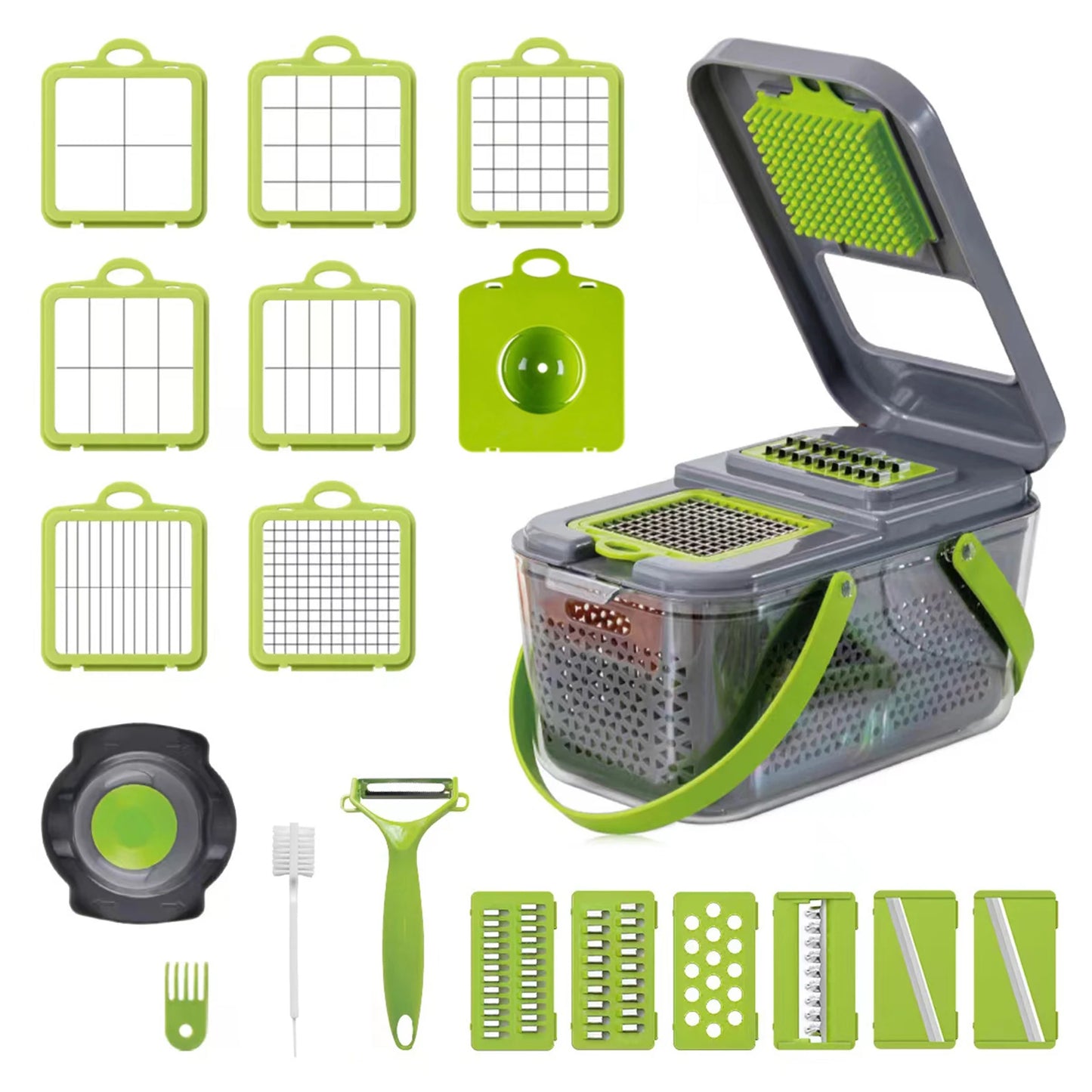 22 in 1 Multifunctional Vegetable Chopper Manual Chopper with Container Food Chopper Cutter for Onion Garlic Carrot Potato With