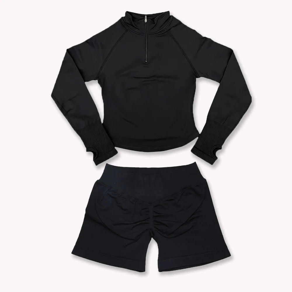 Yoga Shirts shorts set impact Half Zippy for Women Long Sleeve Yoga Top with Thumb Holes Workout Gym Shirts Waist Sweatshirt