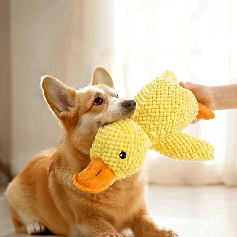 Yellow Duck Plush Dog Chew Toy Bite Resistant Molar Puppy Interactive Toy Relieve Boredom for Small Pet Dogs