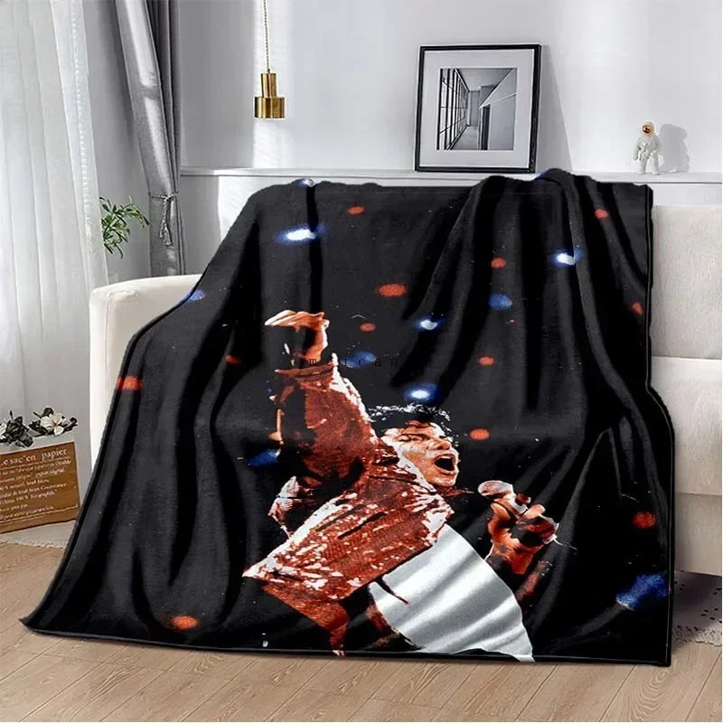Pop Music Michael J-Jackson Printed Flannel Blanket , Warm  Soft Cozy Blanket Flannel  Livingroom  Home Decor Birthday Gift