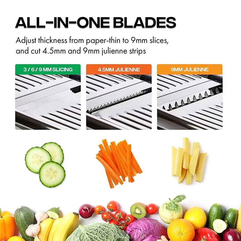 LMETJMA Mandoline Food Slicer Adjustable Mandoline Slicer Stainless Steel Mandolin Vegetable Chopper Vegetable Slicer Julienner