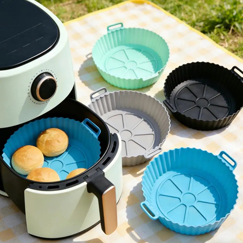 Air Fryer Silicone Liners Air Fryer Silicone Pot Reusable Silicone Air Fryer Liners Food Safe Non Stick Air-Fryer Accessories