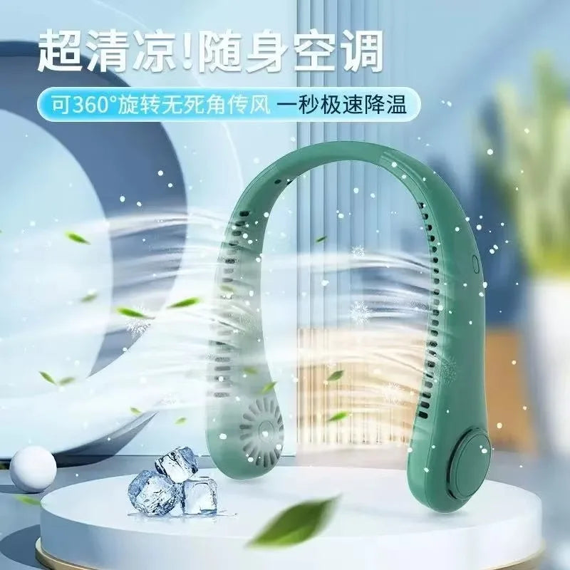 Hanging Neck Fan Digital Display Power Ventilador Bladeless Neckband Fan Portable Mini Air Cooler USB Rechargeable Electric Fans
