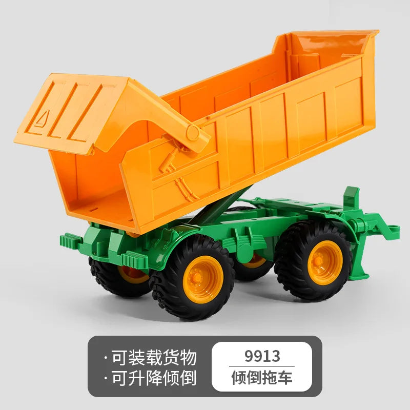 1:24 Scale Remote-Controlled Tractor Toy Alloy Electric Farm Truck with Headlights RC Car Set for Kids Birthday Christmas Gifts