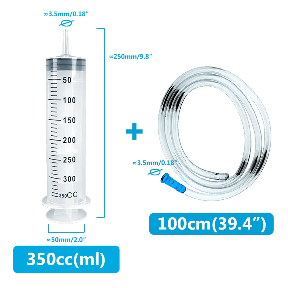 Large Capacity Syringe 50ml 100ml 150ml 200ml 250ml 350ml 550ml Plastic Injector Pump Oil Glue Fluid Reusable 100cm Hose Syringe