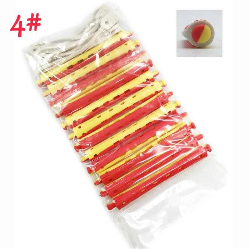 New 12 pcs Salon Rubber Band Hair Rollers Set Cold Perm Rods Curler Bars Hair Clip Curling Fluffy Wavy Hair Maker Styling DIY