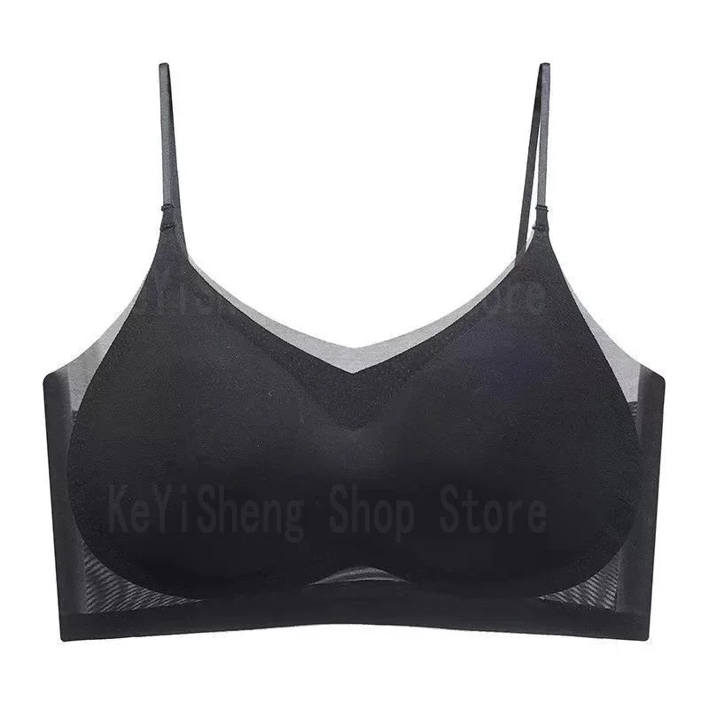 Breathable Ice Silk Bra Lingerie Women's seamless back halter vest wraps bra small breasts sexy and comfortable