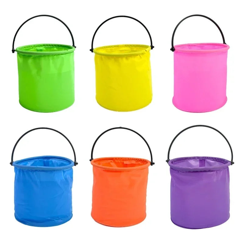 Beach Sand Bucket Toy 2Pcs Collapsible Bucket Gardening Tool Outdoor Pool Play Tool Kids Summer Water Fun Toy Birthday Gift