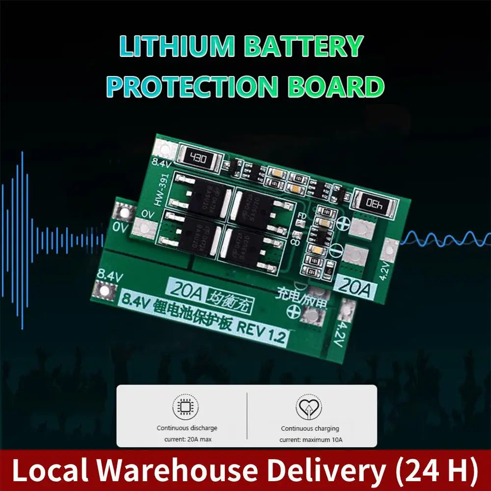 1-5PCS HW-391 2S 20A 7.4V 8.4V 18650 BMS Module 18650 Lithium Battery Charger Protection Board Standard/Balance Module for DIY ﻿