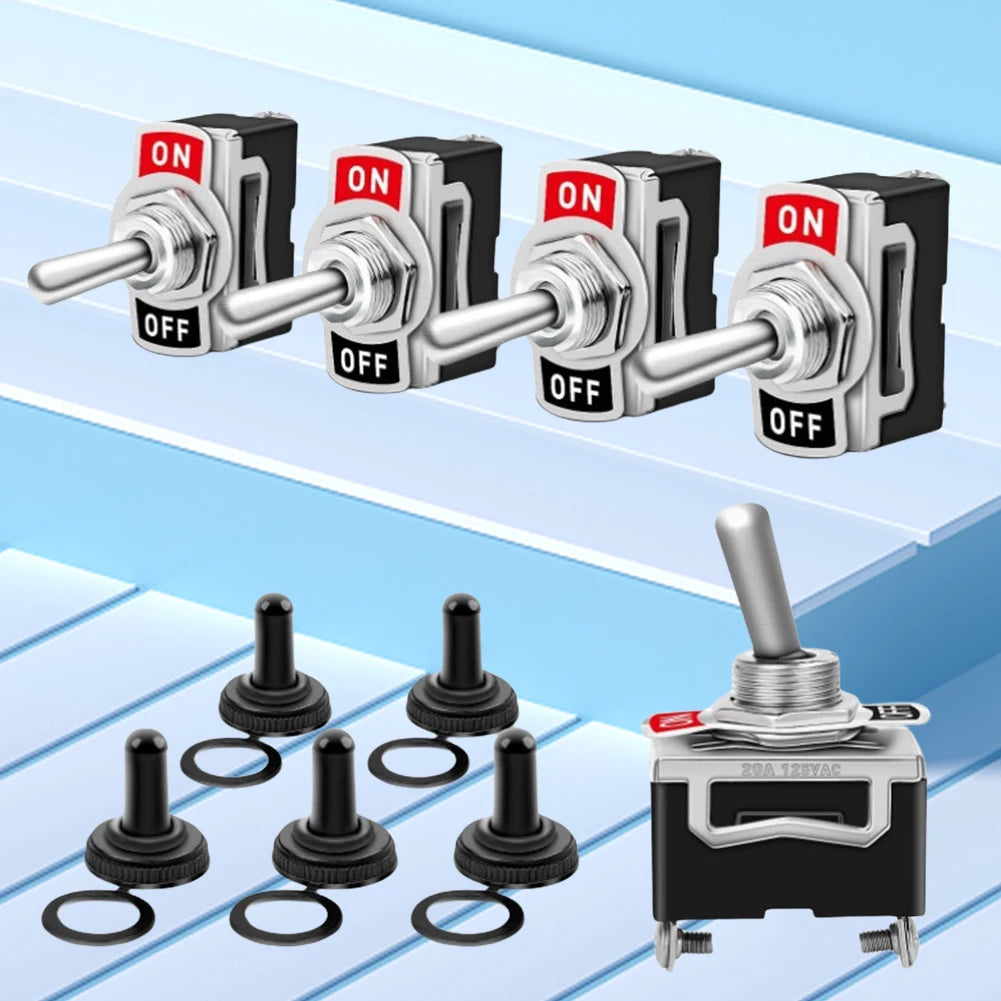 Heavy Duty Car Boat On Off 12V Toggle Flick Switches with Waterproof Cover Car Rocker On Off SPST Terminal Auto Toggle Switch