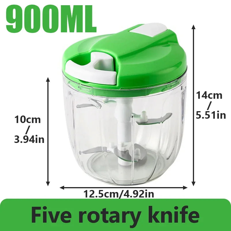 520ML/900ML Manual Food Processor Vegetable Chopper Portable Hand Pull String Garlic Mincer Onion Cutter for Veggies Fruits