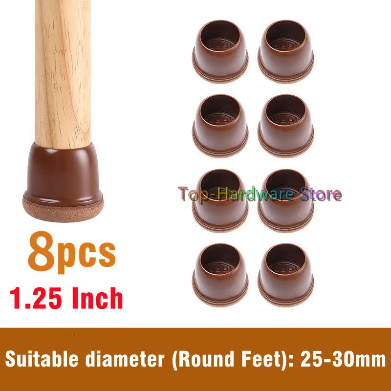 8Pcs TPE Silicone Chair Leg Floor Protectors with Felt,Chair Leg Caps,Furniture Leg Feet Protection Cover Protect Hardwood Floor
