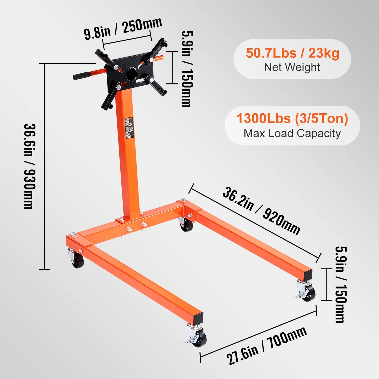 SucceBuy Engine Stand 750/1300/1500 lbs Rotating Engine Motor Stand with 360 Degree Adjustable Head Dolly Vehicle Auto Repair