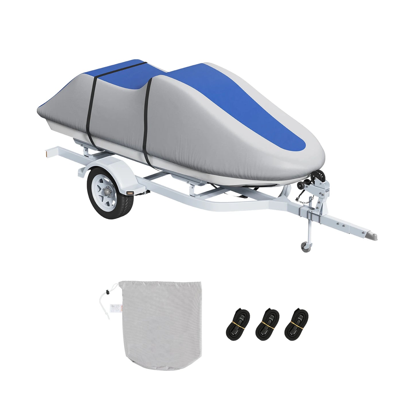 SucceBuy Jet Ski Cover 126"-135" Trailerable PWC Cover Heavy-duty 600D Marine Grade PU Oxford Fabric Watercraft Cover Waterproof