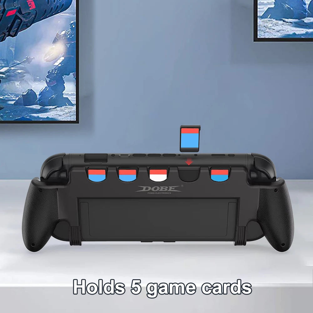 For Nintendo for Switch 2 Grip with Stand Grip Case 5 Game Slots Protective Case Anti Slip Grip Holder for Switch 2 Accessories